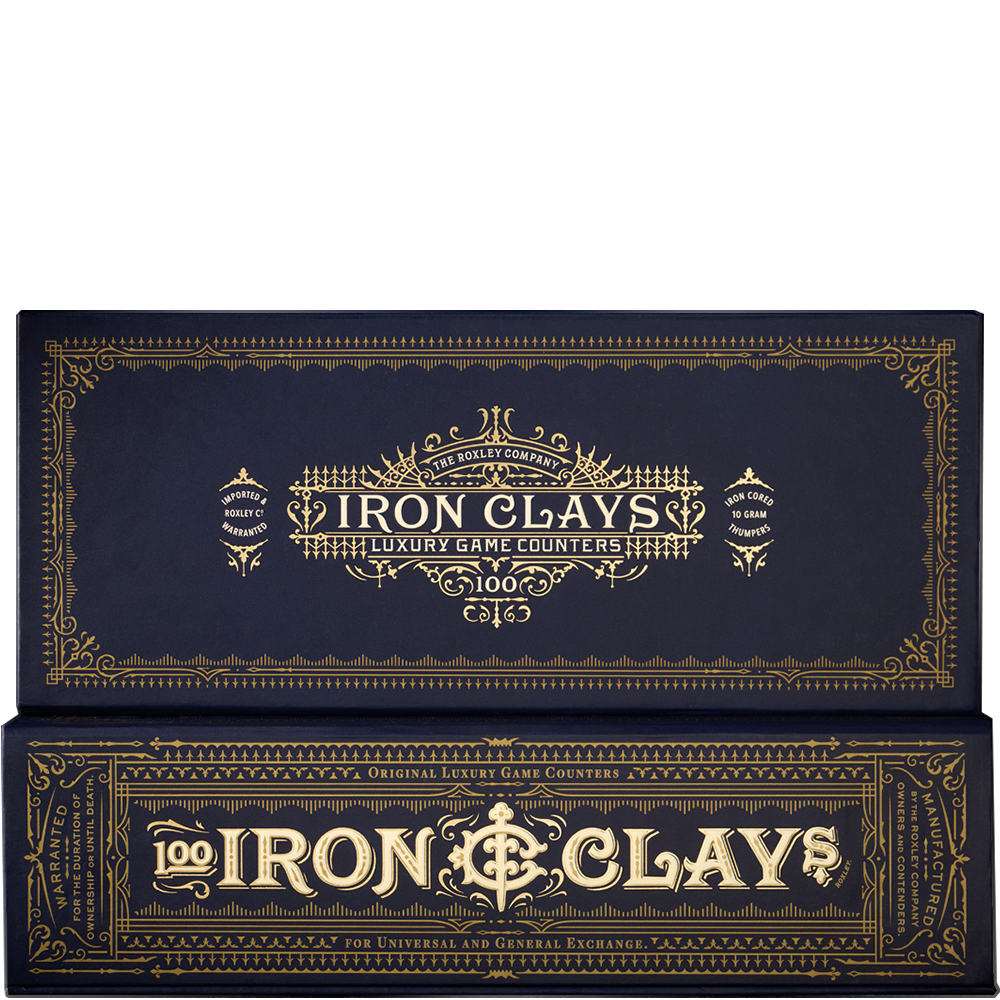 Iron Clays : 100 Chips Printed Box Luxury Game Counters - Brass Birmingham Lancashire